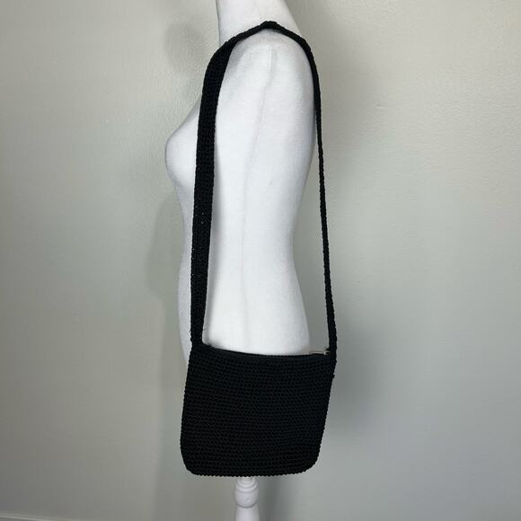 The Sak Purse Black Knit Crochet Shoulder Bag Knitted Shoulder Bag Boho Woven - Picture 2 of 11
